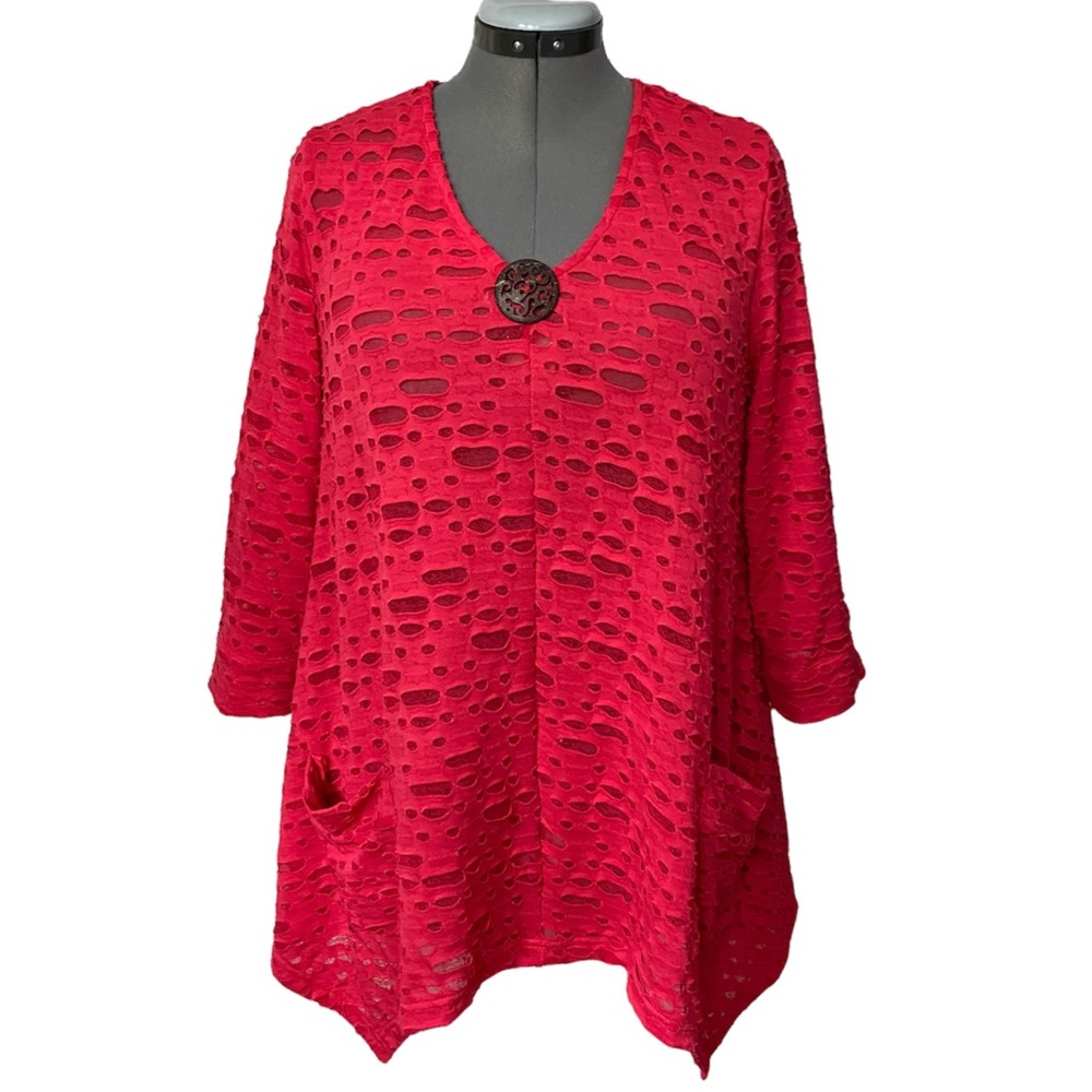 Kaktus textured knit tunic with pockets L